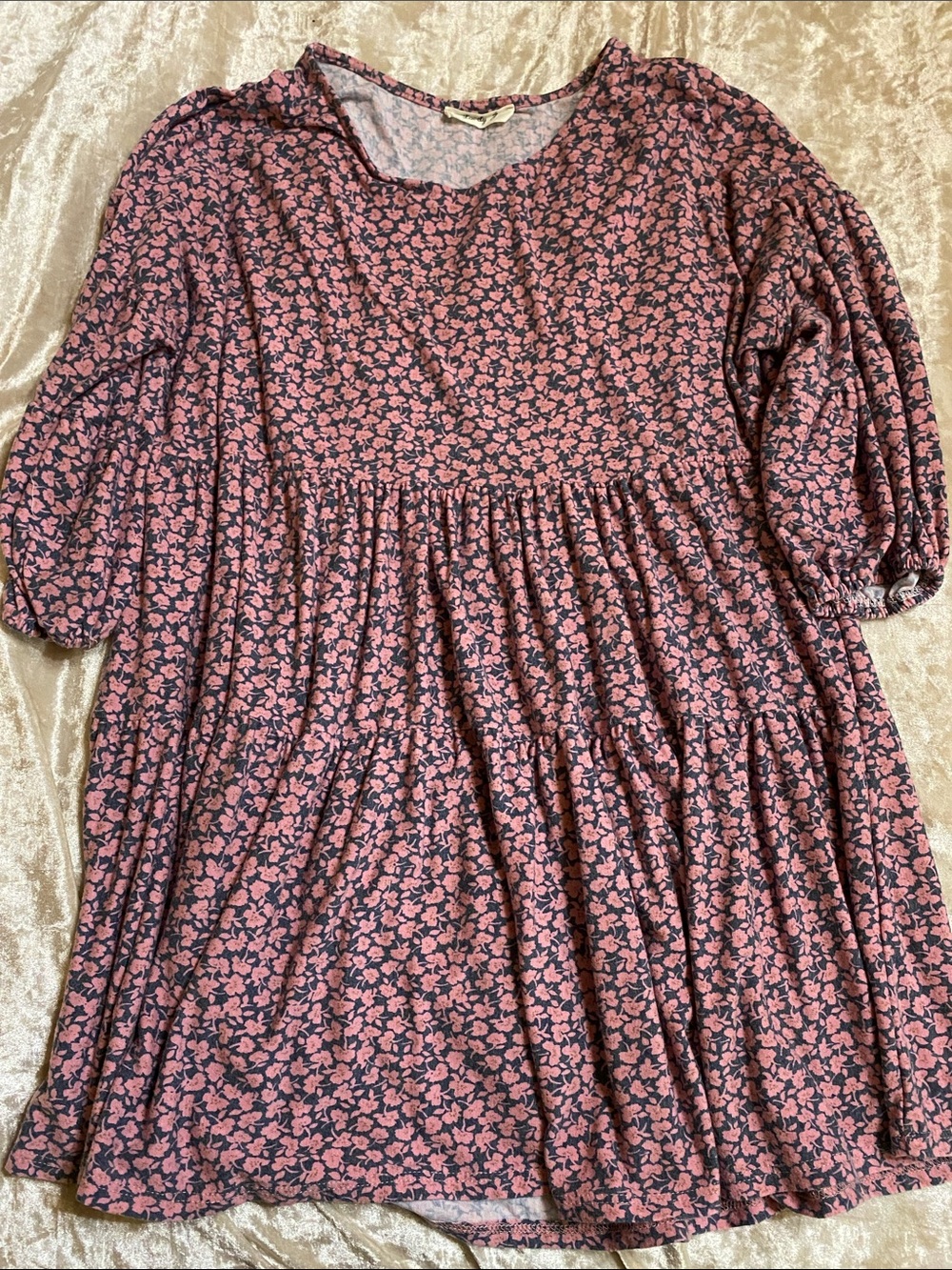 Women’s Pink Floral Tiered Tunic Top